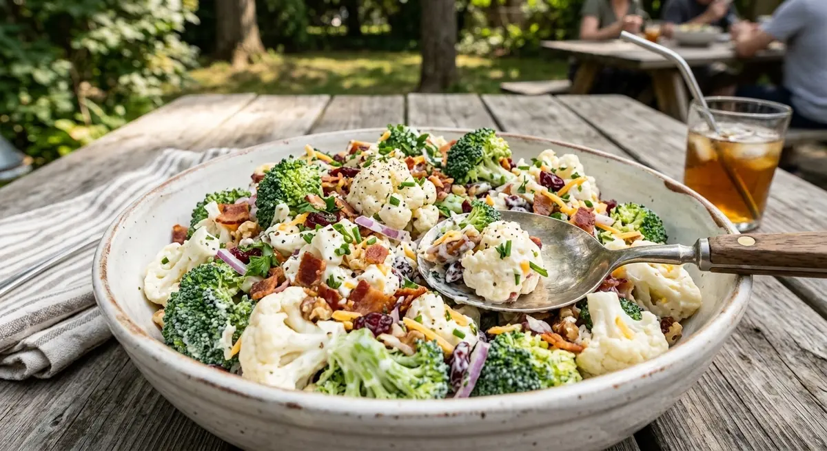 Creamy Broccoli and Cauliflower Salad
